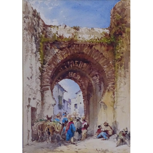 87 - Gabriel Carelli XIX, Watercolour, ''Continental Spanish View'', Signed lower right, 7 x 4 3/4''.