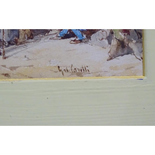 87 - Gabriel Carelli XIX, Watercolour, ''Continental Spanish View'', Signed lower right, 7 x 4 3/4''.