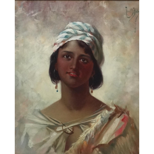 94 - Frederick Davenport Bates (1867-1930) Manchester, Oil on canvas, Portrait of an Orientalist Beauty, ... 