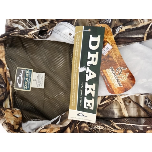 103 - A Drake Waterfowl casual camouflage shirt in Max-4 pattern, size S with tags, together with two Duck... 