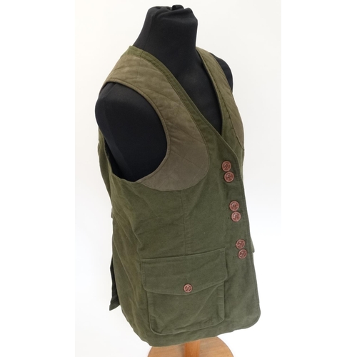 104 - A Laksen Amaretta moleskin olive gilet / vest, size 46, with tags