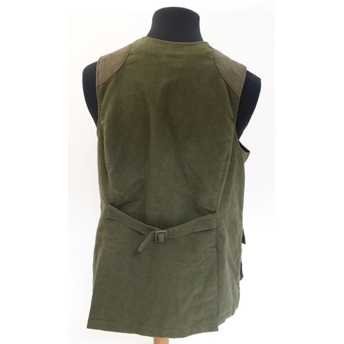 104 - A Laksen Amaretta moleskin olive gilet / vest, size 46, with tags