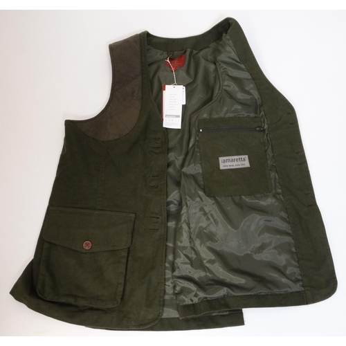 104 - A Laksen Amaretta moleskin olive gilet / vest, size 46, with tags