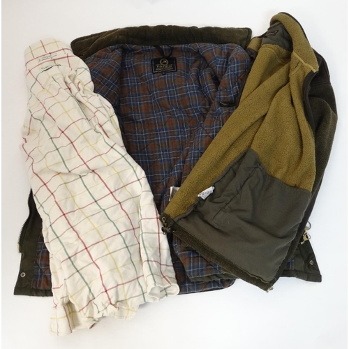 105 - A P.G. Field coat, size L together with a Seeland fleece in size L and an Orvis shirt, size XL (3)