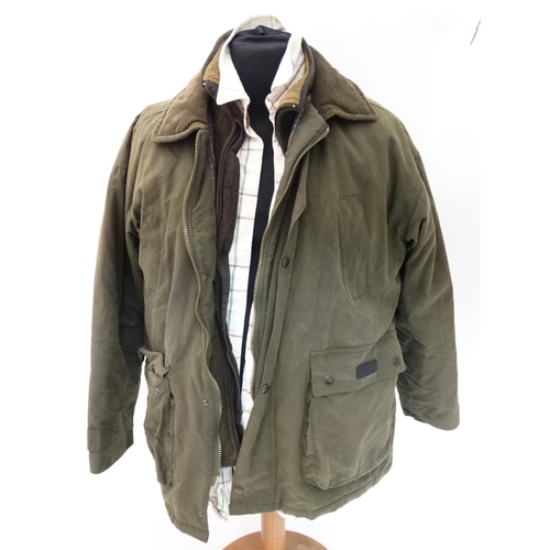 105 - A P.G. Field coat, size L together with a Seeland fleece in size L and an Orvis shirt, size XL (3)