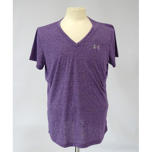 116 - Under Armour  Threadborne heatgear ladies purple marl short sleeved top, size XL, new with tag