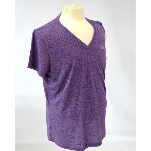 116 - Under Armour  Threadborne heatgear ladies purple marl short sleeved top, size XL, new with tag