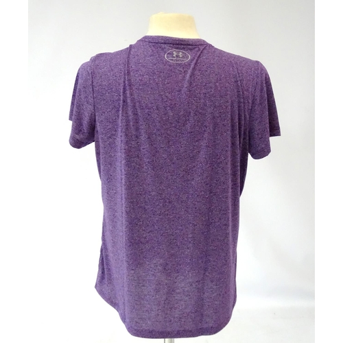 116 - Under Armour  Threadborne heatgear ladies purple marl short sleeved top, size XL, new with tag