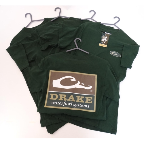 119 - 5 Drake Waterfowl (Square logo) T- shirts in forest green, two size S, three size M, new with tags (... 