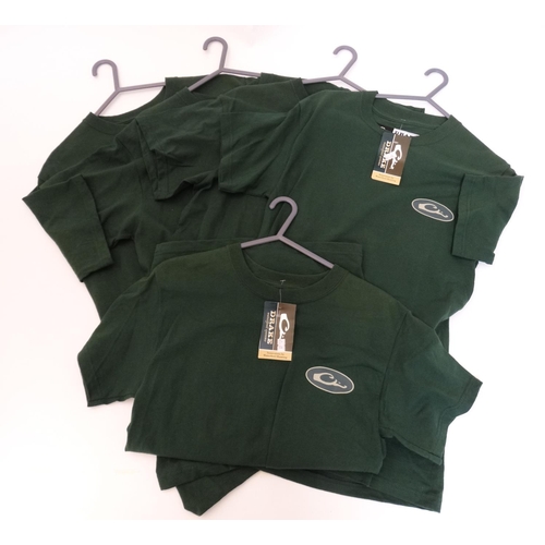 119 - 5 Drake Waterfowl (Square logo) T- shirts in forest green, two size S, three size M, new with tags (... 