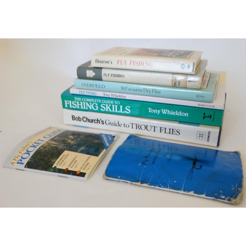 13 - Books: A collection of 8 books and leaflets on fishing , to include; '' Fly tying '' 1991 by Tony Wh... 