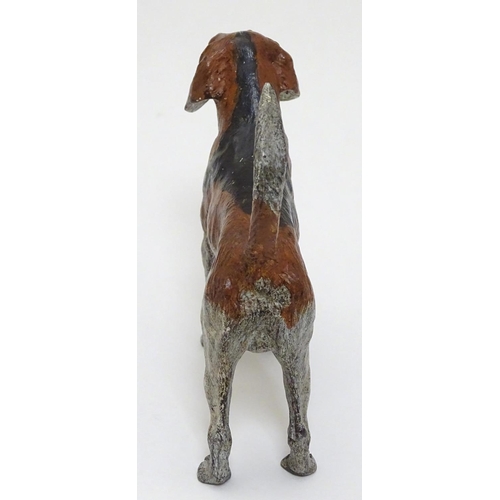 131 - A cold painted bronze figure of a hound / dog. 21stC. 4 3/4'' long