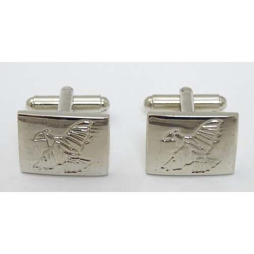 132 - A pair of silver plate cufflink with Pheasant decoration by Laksen. Cased