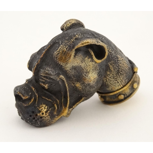 161 - A brass novelty vesta formed as the head of a boxer dog.. 21stC . 2'' high