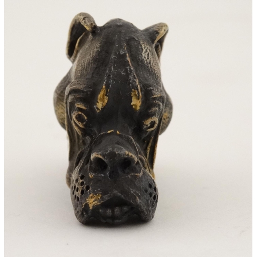 161 - A brass novelty vesta formed as the head of a boxer dog.. 21stC . 2'' high