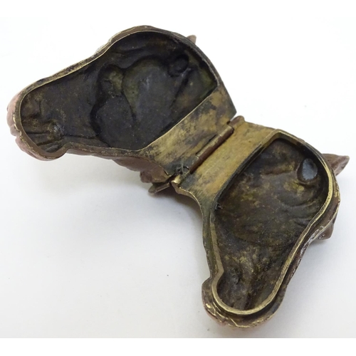 164 - A novelty cold painted bronze vesta case formed as the head of a horse. 21stC 2 1/2'' long