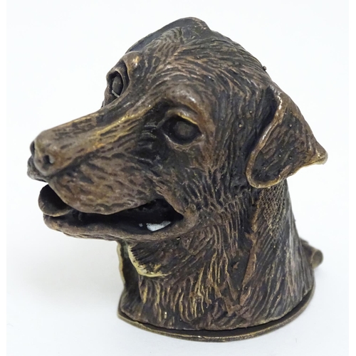 178 - A novelty brass vesta case formed as a dogs head. 21stC Approx 1 3/4'' high