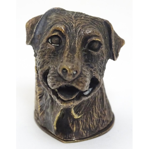 178 - A novelty brass vesta case formed as a dogs head. 21stC Approx 1 3/4'' high