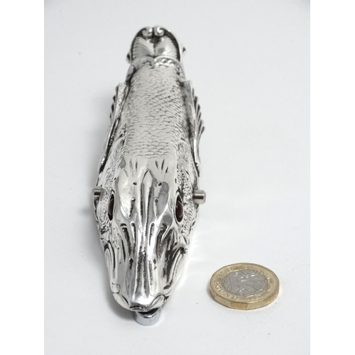 187 - A silver plate desk top letter / paper clip formed as a pike fish 6'' long