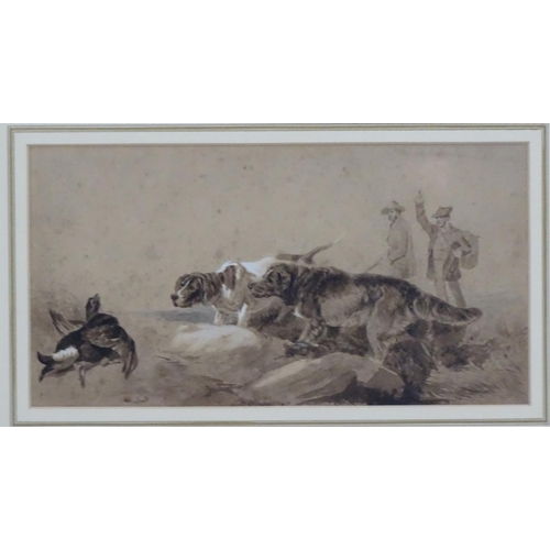 200A - RICHARD ANDSELL (1815-1885), Scottish grisaille watercolours and gouache, a pair, Shooter with Ghill... 