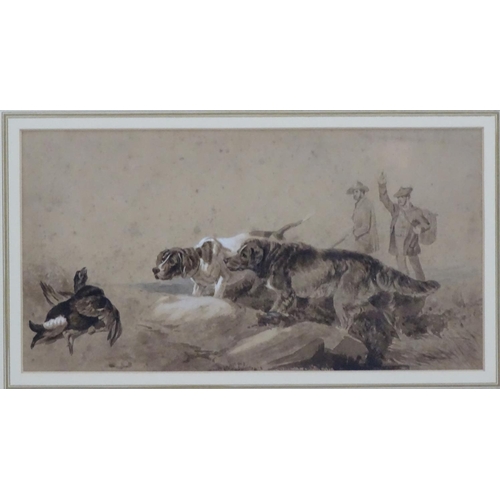 200A - RICHARD ANDSELL (1815-1885), Scottish grisaille watercolours and gouache, a pair, Shooter with Ghill... 