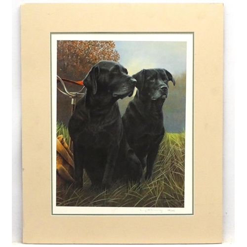 206 - Gun dogs: After Nigel Hemming (1957), Signed limited edition print 108/495, Two black Labrador gun d... 