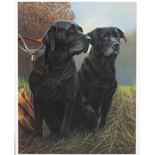 206 - Gun dogs: After Nigel Hemming (1957), Signed limited edition print 108/495, Two black Labrador gun d... 