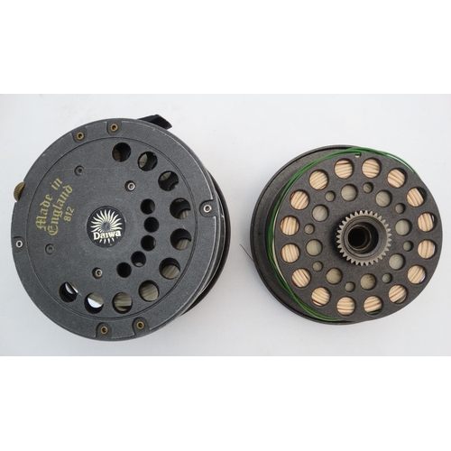 231 - Salmon fishing: A Daiwa 812 4 1/4'' salmon fly reel together with a spare spool and a quantity of un... 