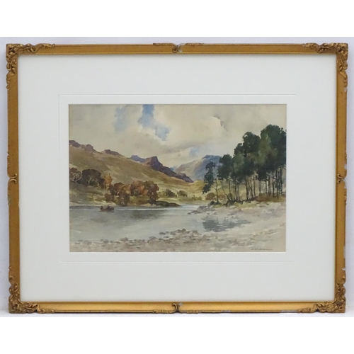 241 - Fishing: John Cochrane Scottish School, Watercolour, 'Head of Loch Eck', Signed lower right and insc... 