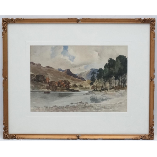 241 - Fishing: John Cochrane Scottish School, Watercolour, 'Head of Loch Eck', Signed lower right and insc... 