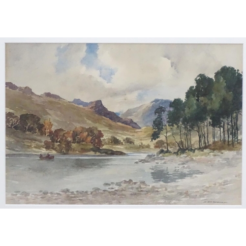 241 - Fishing: John Cochrane Scottish School, Watercolour, 'Head of Loch Eck', Signed lower right and insc... 