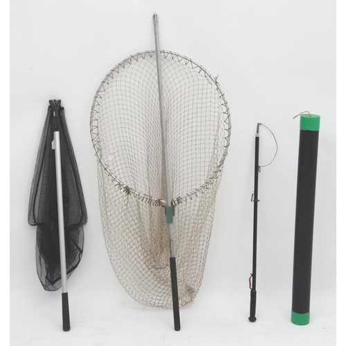 247 - Salmon Fishing: A circular landing net, telescopic sea trout and trout etc, landing net and a cased ... 