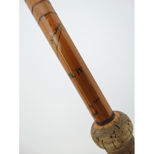 257 - Fishing:  A B. James and Sons stepped up Richard Walker MK.4 S/CNsplit cane carp rod, C1968 with ori... 