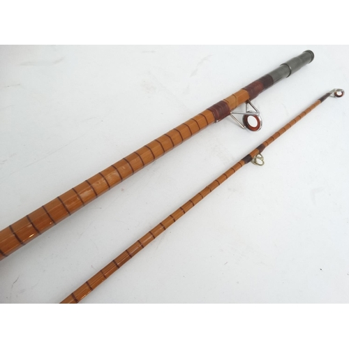 257 - Fishing:  A B. James and Sons stepped up Richard Walker MK.4 S/CNsplit cane carp rod, C1968 with ori... 