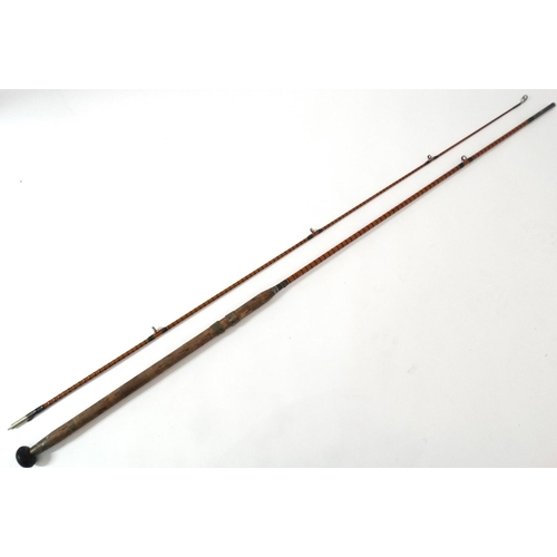 258 - Fishing : A traditional , possibly Fosters of Ashbourne, 9'  , 2 piece split cane green whipped ( bo... 