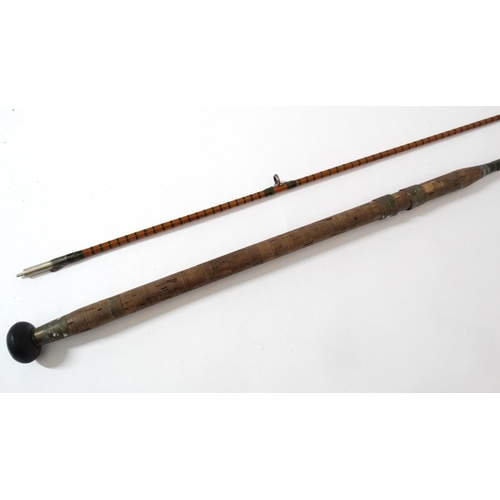 258 - Fishing : A traditional , possibly Fosters of Ashbourne, 9'  , 2 piece split cane green whipped ( bo... 