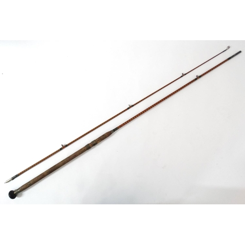 258 - Fishing : A traditional , possibly Fosters of Ashbourne, 9'  , 2 piece split cane green whipped ( bo... 