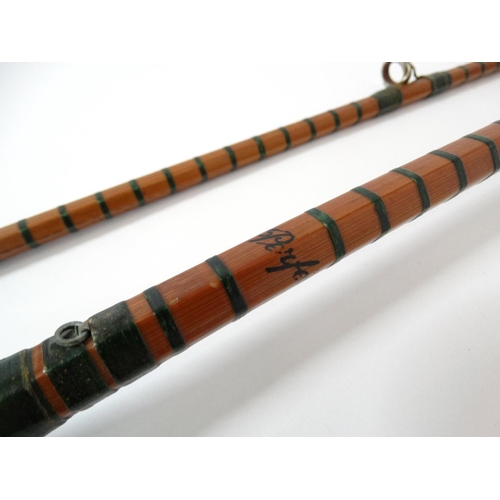 258 - Fishing : A traditional , possibly Fosters of Ashbourne, 9'  , 2 piece split cane green whipped ( bo... 