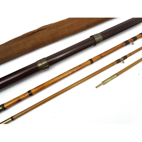 261 - Antique Salmon Fly Fishing : A 12 ft ' Army and Navy C S Ltd , Victoria St, London '  3 pc cane doub... 