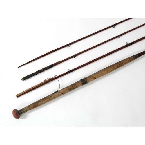 263 - Fishing :A traditional Victorian  12 ' 4'' , 3 piece ( plus one spare end ) Greenheart Salmon rod wi... 