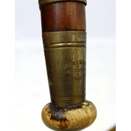 264 - Scottish Fly - Fishing : ' GOW & SONS ' Dundee ' a late 19 thC Greenheart 2 sectional single hand , ... 