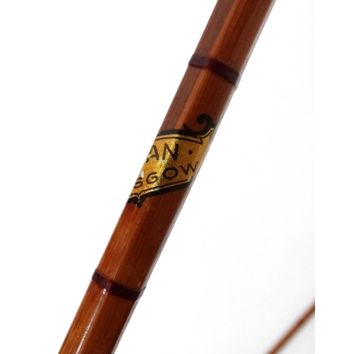 266 - Fishing : A traditional Allan , Glasgow  7' 7'' , 2 piece split cane bound rod  with ferule end piec... 