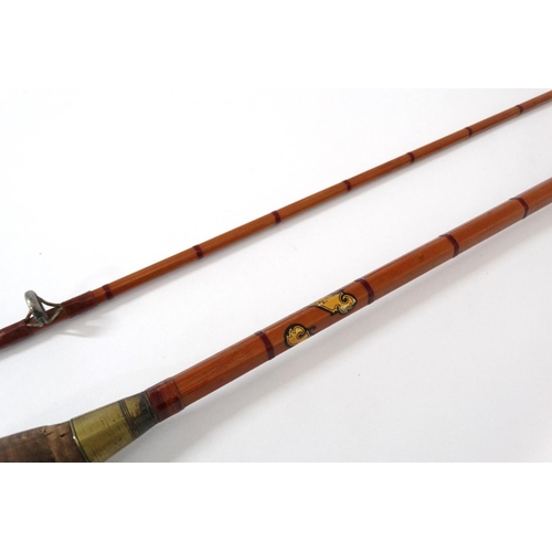 266 - Fishing : A traditional Allan , Glasgow  7' 7'' , 2 piece split cane bound rod  with ferule end piec... 