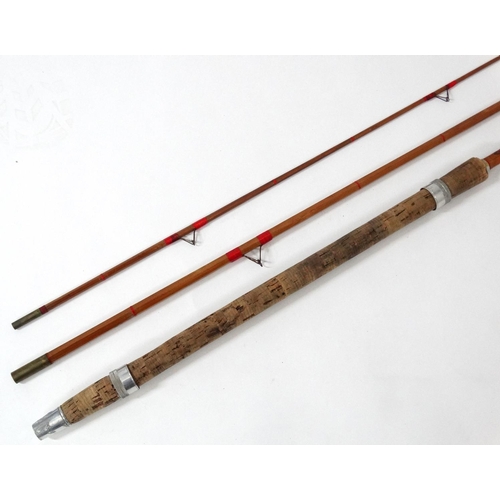 271 - Fishing : A traditional Mordex Popular  11'' , 3 piece split cane bound rod and associated cloth cas... 