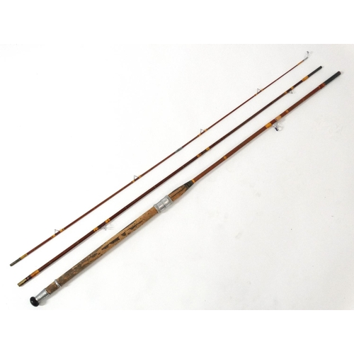 272 - Fishing :A traditional ( Possibly Rudge)11' 6'' , 3 piece cane and split cane bound rod and an assoc... 