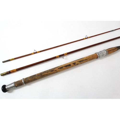 272 - Fishing :A traditional ( Possibly Rudge)11' 6'' , 3 piece cane and split cane bound rod and an assoc... 