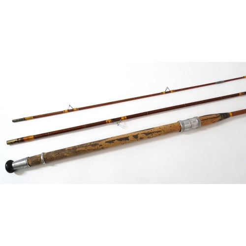 272 - Fishing :A traditional ( Possibly Rudge)11' 6'' , 3 piece cane and split cane bound rod and an assoc... 