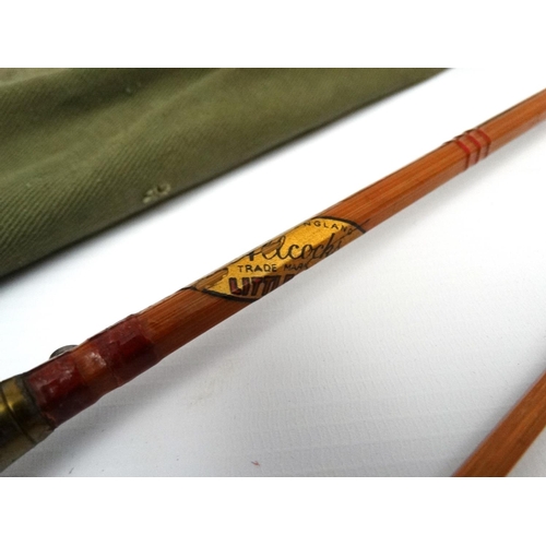 277 - Fly fishing :   An Allcocks (Redditch)  7' 2 pce split cane trout brook fly rod  entitled ' Little G... 