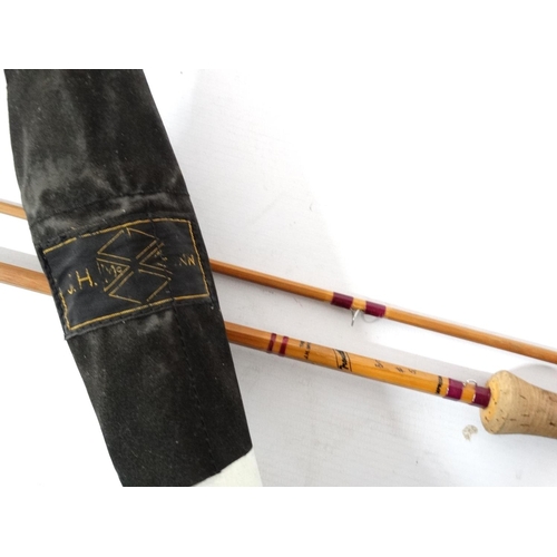 278 - Fishing : A traditional JH McGinn 8' , 2 piece split cane ( impregnated) bound river fly rod ' Trout... 