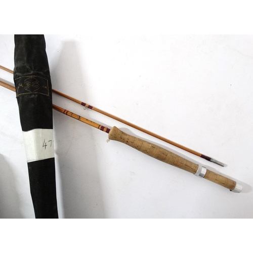 278 - Fishing : A traditional JH McGinn 8' , 2 piece split cane ( impregnated) bound river fly rod ' Trout... 